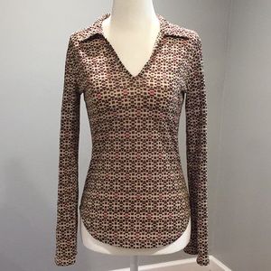 United Colors of Benetton Brown Gold Blouse